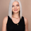 put on & go pre-cut lace human wig - 10" silver grey.