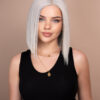 put on & go pre-cut lace human wig - 10" silver grey.