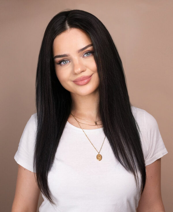 front lace human wig wavy 4x4 - 20" natural black
