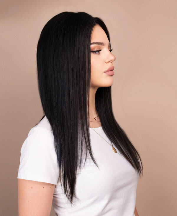 front lace human wig wavy 4x4 - 20" natural black