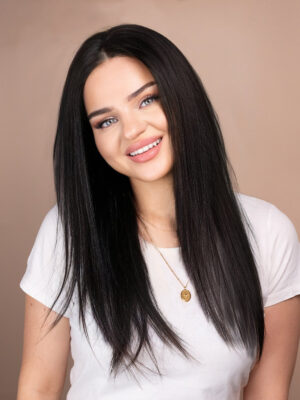 front lace human wig wavy 4x4 - 20" natural black
