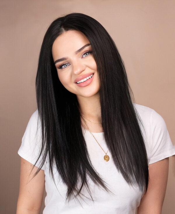 front lace human wig wavy 4x4 - 20" natural black