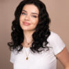 put on & go pre-cut lace curly human wig - 18" natural black.