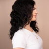 put on & go pre-cut lace curly human wig - 18" natural black.