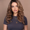 put on & go pre-cut lace wavy human wig - 20" bronzed highlights