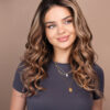 put on & go pre-cut lace wavy human wig - 20" bronzed highlights