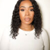 front lace human wig - 12" 3A curly natural black.