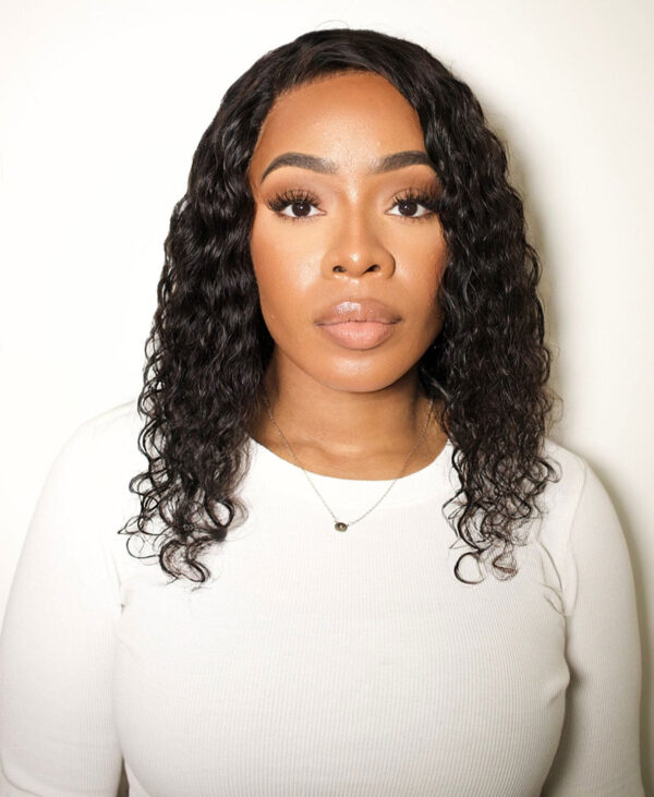 front lace human wig - 12" 3A curly natural black.