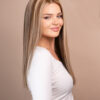 front lace human wig - 18" blonde highlights.