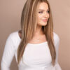 front lace human wig - 18" blonde highlights.