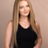 front lace human wig - 20" blonde highlights.