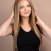 front lace human wig - 20" blonde highlights.