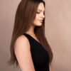 front lace human wig - 20" rooted brown.