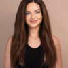 front lace human wig - 20" rooted brown.