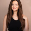 front lace human wig - 20" rooted brown.