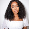 put on & go pre-cut lace curly human wig - 16" natural black.