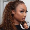 Sunber 0 Off Piano Brown Highlight Water Wave 13*4 Lace Frontal Wigs - 26 / 150% / 13*5 T Part Lace Frontal