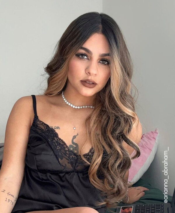vegan fiber caramel balayage moneypiece wig 24".
