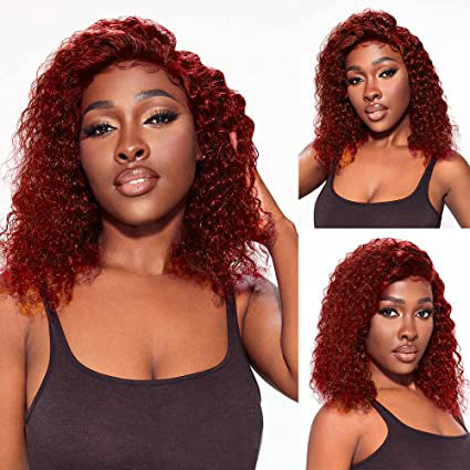 Burgundy Short Curly Bob Wigs 4x4/13x4/13x6 HD Lace Front Wigs - 13x4 Lace / 180% / 10inch
