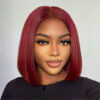 Burgundy Bob Wig Straight Wigs Wig 4x4/13x4/13x6 Lace Wig Human Hair Wig - 13x6 Lace / 150% / 10