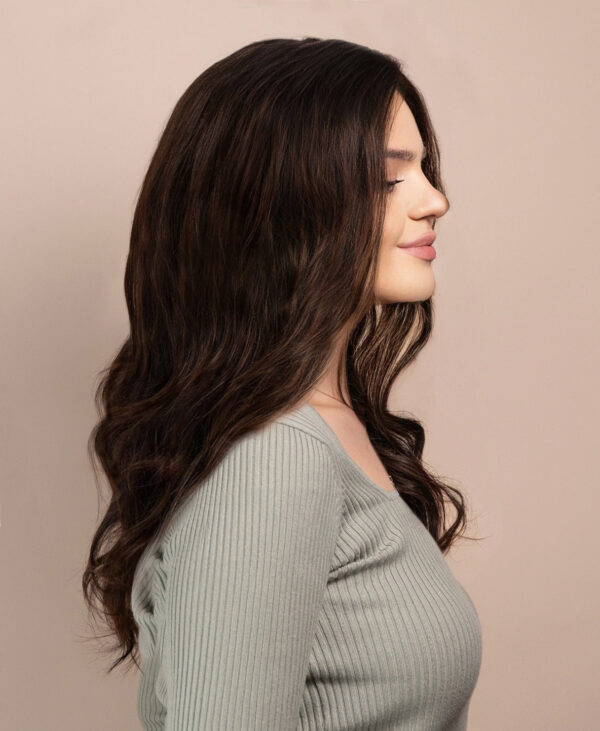 front lace human wig - 18" chocolate brown.