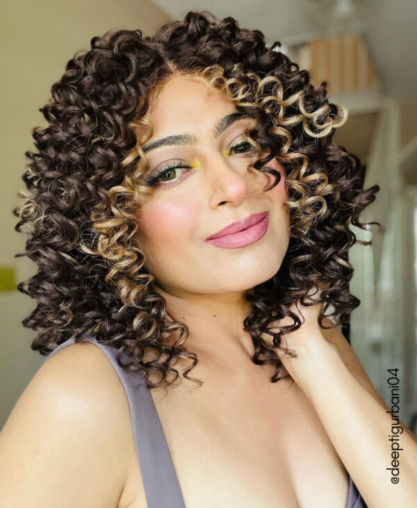 vegan fiber curly balayage wig 16".