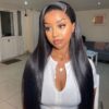 Natural Black Straight Wig 150% DensityHuman Hair 360 Transparent Pre Plucked Lace Front Wigs - 360 Lace / 150% / 16inch