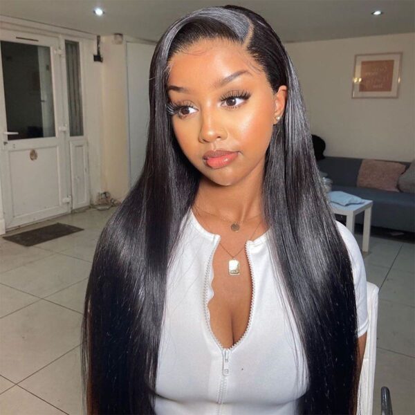 Natural Black Straight Wig 150% DensityHuman Hair 360 Transparent Pre Plucked Lace Front Wigs - 360 Lace / 150% / 16inch