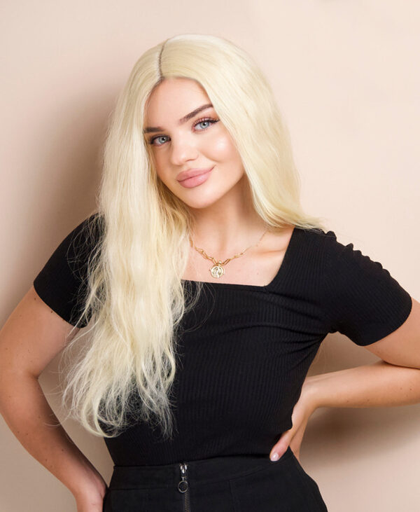 vegan fiber heatless wave wig 24" light blonde.