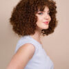 curly human wig - 10” caramel balayage.