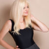 front lace human wig - 14" platinum blonde.