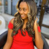 vegan fiber caramel balayage moneypiece wig 24".