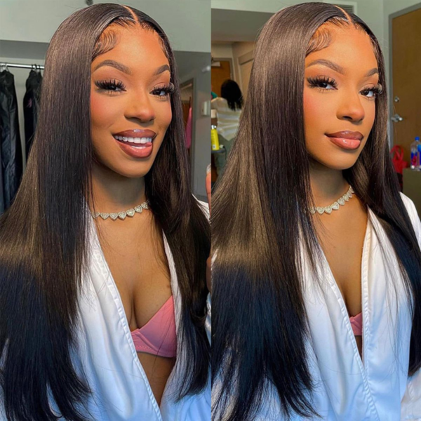 Natural Black Straight Wig 150% DensityHuman Hair 360 Transparent Pre Plucked Lace Front Wigs - 360 Lace / 150% / 16inch