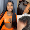 Natural Black Straight Wig 150% DensityHuman Hair 360 Transparent Pre Plucked Lace Front Wigs - 360 Lace / 150% / 16inch