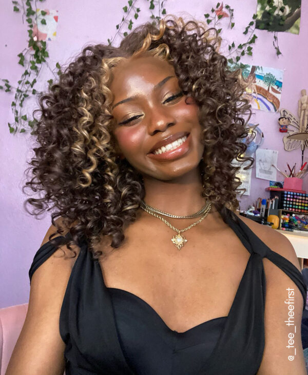 vegan fiber curly balayage wig 16".