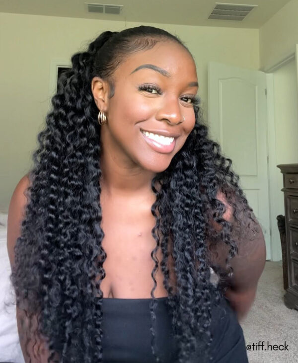 curly ponytail - #1 jet black. - 20 inches