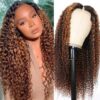 【180% Density=】Sunber Balayage Highlight Full Curly U Part Human Hair Wigs Flash Sale - 18 / V Part-180%