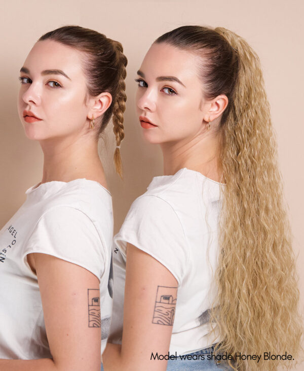 vegan fiber long wavy ponytail - platinum blonde 26".