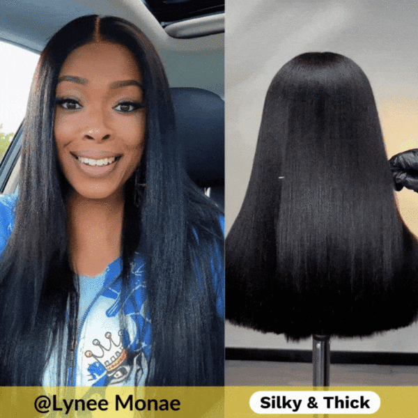 Sunber Yaki Straight Glueless Pre-cut 7x5 Bye Bye Knots Lace Closure Wig With Bleach Knots - 20 / Kinky Edge 13x6 Pre Everything