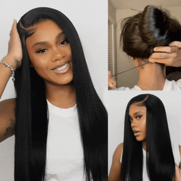 Sunber Yaki Straight Glueless Pre-cut 7x5 Bye Bye Knots Lace Closure Wig With Bleach Knots - 20 / Kinky Edge 13x6 Pre Everything