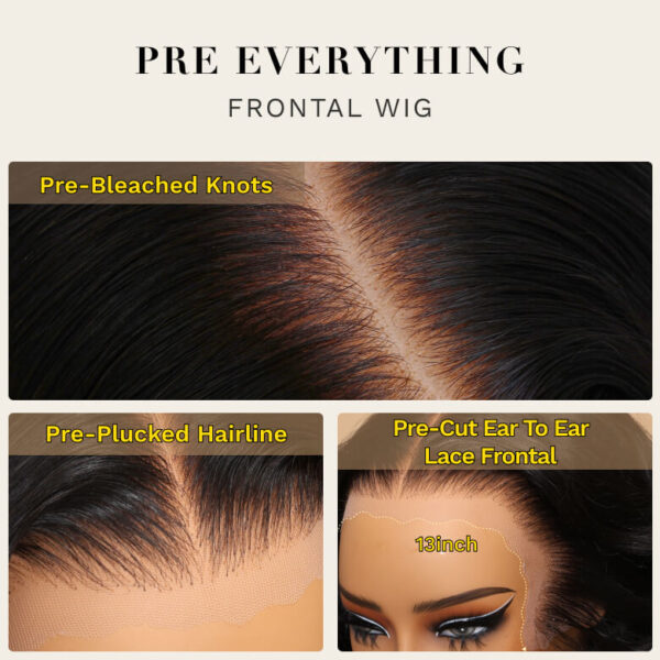 Sunber Yaki Straight Glueless Pre-cut 7x5 Bye Bye Knots Lace Closure Wig With Bleach Knots - 20 / Kinky Edge 13x6 Pre Everything