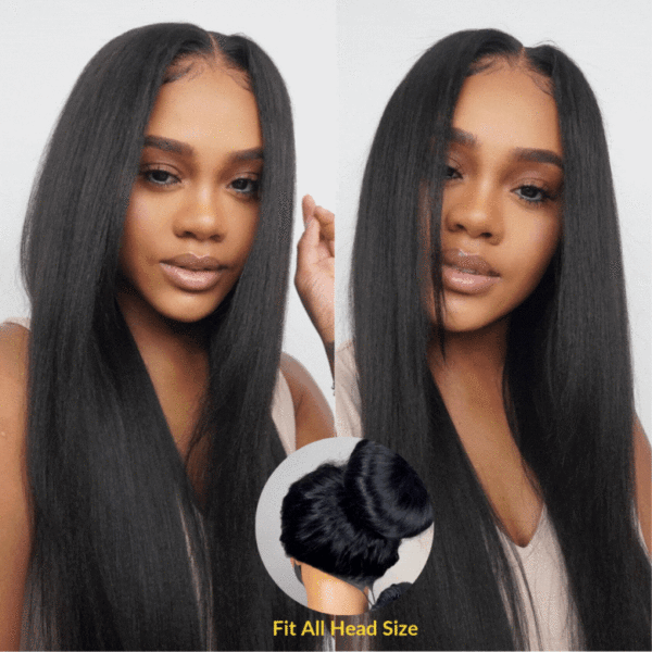 Sunber Yaki Straight Glueless Pre-cut 7x5 Bye Bye Knots Lace Closure Wig With Bleach Knots - 20 / Kinky Edge 13x6 Pre Everything