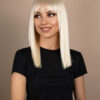 long bob with fringe human wig - 16" platinum blonde.