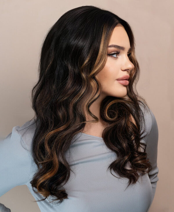front lace human wig - 20" blonde moneypiece with balayage.