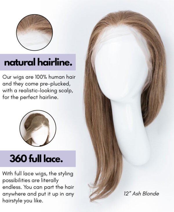 full lace human wig - 20" natural black.