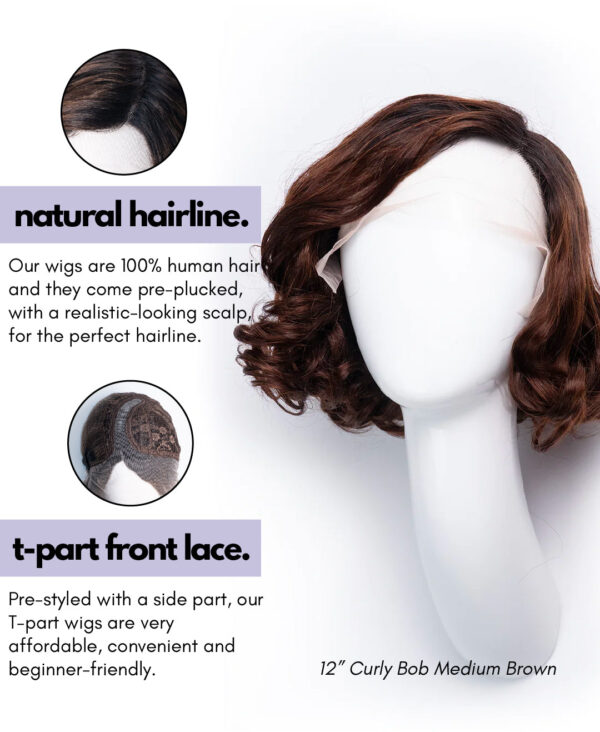 Short Wedge Human Wig - 6” Natural Black.