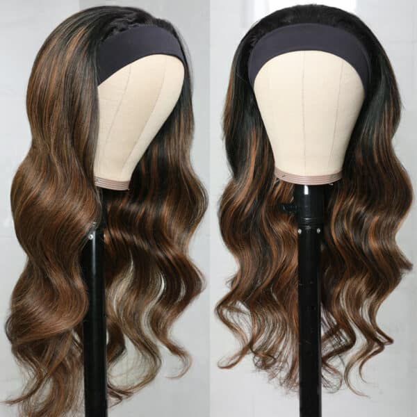 Flash Sale Sunber Balayage Highlight Dark Roots Body Wave Wear And Go Glueless Headband Wigs - 16 / 180%