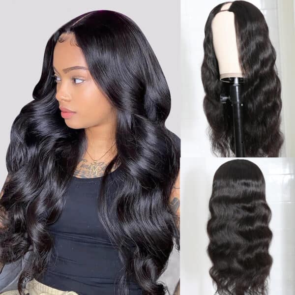 Sunber Luxury Density Body Wave U Part Wig Glueless Human Hair Wigs - 26 / 150%