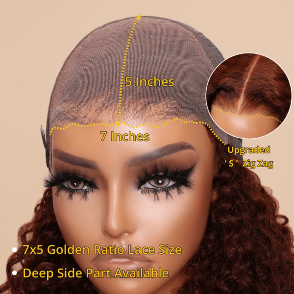 BOGO Sunber Pre-Cut Lace Reddish Brown Curly Quick & Easy Installation Glueless Wigs - 22 / 13*4 Pre Everything / No Baby Hair
