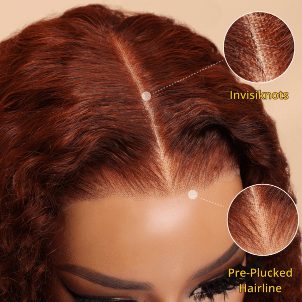 BOGO Sunber Pre-Cut Lace Reddish Brown Curly Quick & Easy Installation Glueless Wigs - 22 / 13*4 Pre Everything / No Baby Hair